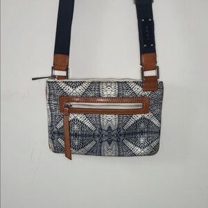 L.A.M.B Leather Gwen Stefani Geometric Patterned Messenger Crossbody Purse Bag